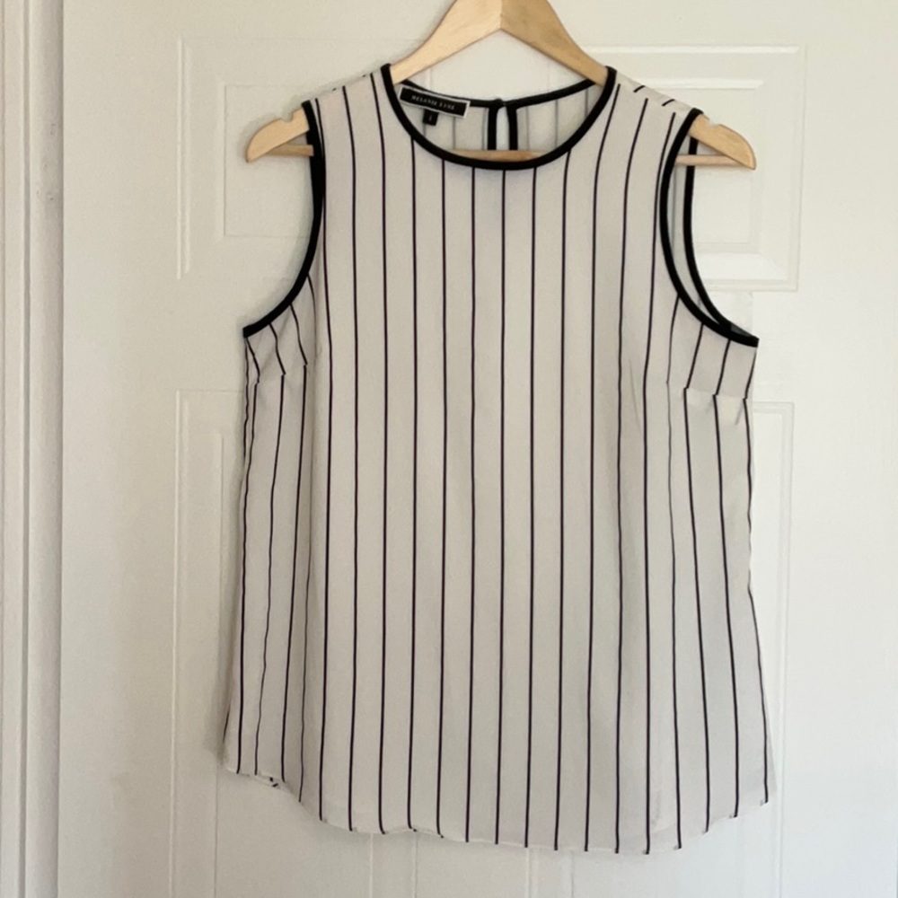 Sleeveless Striped Top - Black and White